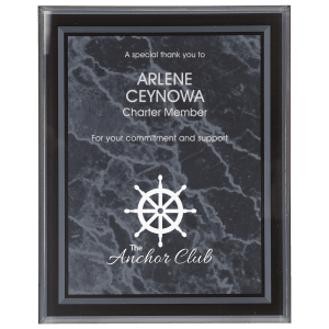 BDR8BKM - 8" x 10" Black Marble Border Clear-Plaq Acrylic