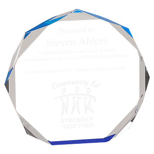 OCT6BU - 6" Blue Octagon Acrylic Award