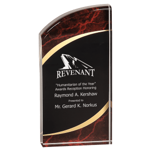 RMS7RM - 3 1/2" x 7" Red Marble Rounded Acrylic
