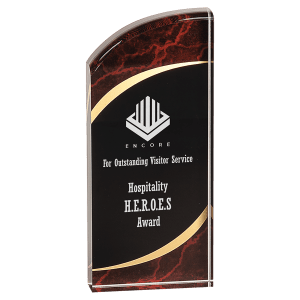 RMS8RM - 3 1/2" x 8" Red Marble Rounded Acrylic