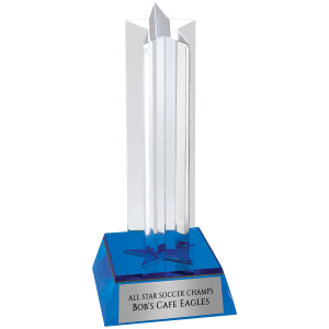 SCM1BU - 6 3/4" Blue Star Column Acrylic with Blue Base
