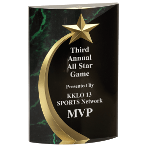 SHS2GM - 6 3/4" Green Marble Rounded Shooting Star Acrylic