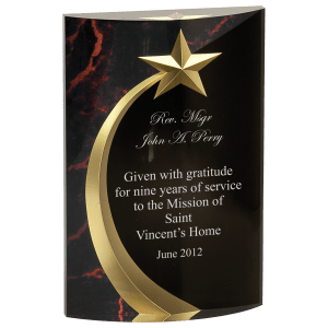 SHS2RM - 6 3/4" Red Marble Rounded Shooting Star Acrylic