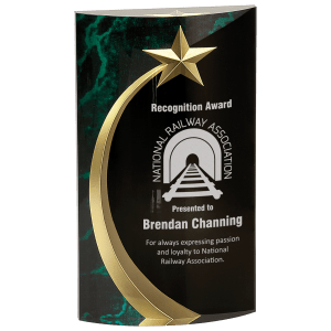 SHS3GM - 7 3/4" Green Marble Rounded Shooting Star Acrylic
