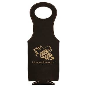 GFT256A - Black/Gold Laserable Leatherette Wine Bag