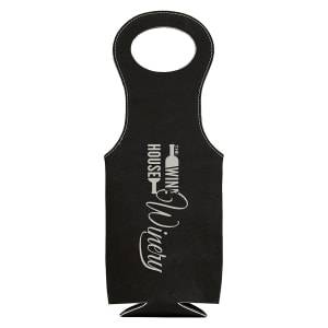 GFT617 - Black/Silver Laserable Leatherette Wine Bag