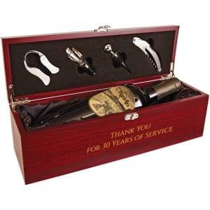 WBX12 - Rosewood Finish Single Wine Box with Tools & Black Lining