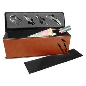 WBX74 - Rawhide Laserable Leatherette Single Wine Box with Tools