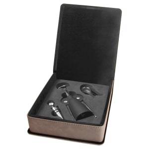 WTL35 - Gray Laserable Leatherette 3-Piece Wine Tool Gift Set