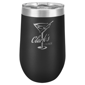 LTM802 - Polar Camel 16 oz. Black Vacuum Insulated Stemless Tumbler with Lid