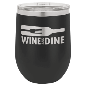 LTM852 - Polar Camel 12 oz. Black Vacuum Insulated Stemless Wine Tumbler with Lid