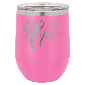 LTM855 - Polar Camel 12 oz. Pink Vacuum Insulated Stemless Wine Tumbler with Lid