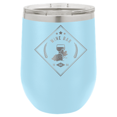 LTM857 - Polar Camel 12 oz. Light Blue Vacuum Insulated Stemless Wine Tumbler with Lid