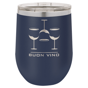 LTM861 - Polar Camel 12 oz. Navy Blue Vacuum Insulated Stemless Wine Tumbler with Lid