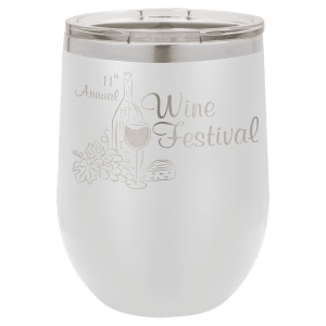 LTM864 - Polar Camel 12 oz. White Vacuum Insulated Stemless Wine Tumbler with Lid