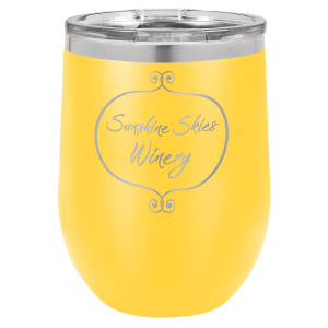 LTM866 - Polar Camel 12 oz. Yellow Vacuum Insulated Stemless Wine Tumbler with Lid