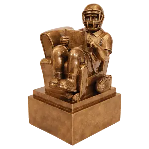 FTB302 - 9" Antique Gold Fantasy Football Man in Chair Resin