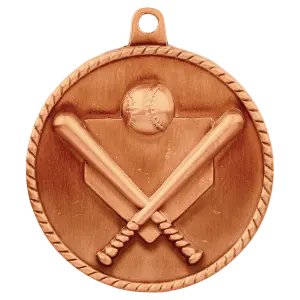 HR705B - 2" Antique Bronze Baseball/Softball High Relief Medal