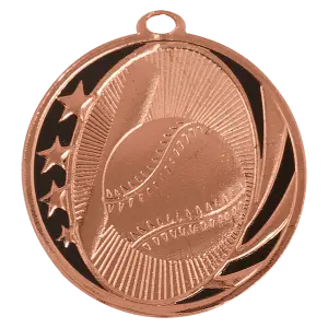 MS701B - 2" Bright Bronze Baseball/Softball Laserable MidNite Star Medal