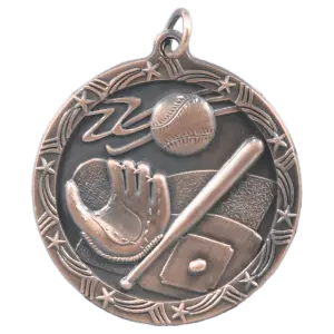 ST11B - 1 3/4" Antique Bronze Baseball/Softball Shooting Star Medal