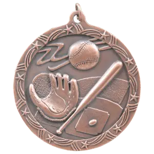 ST61B - 2 1/2" Antique Bronze Baseball/Softball Shooting Star Medal