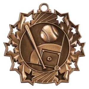 TS401B - 2 1/4" Antique Bronze Baseball/Softball Ten Star Medal