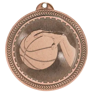BL203B - 2" Antique Bronze Basketball Laserable BriteLazer Medal