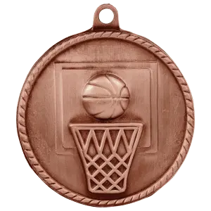HR710B - 2" Antique Bronze Basketball High Relief Medal