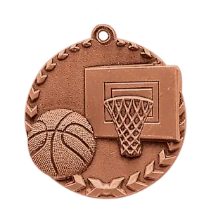 STM1207B - 1 3/4" Antique Bronze Basketball Millennium Medal