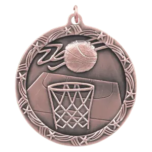 ST62B - 2 1/2" Antique Bronze Basketball Shooting Star Medal