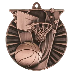 VM102B - 2" Antique Bronze Basketball Victory Medal