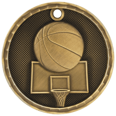 2" Antique 3D Basketball Medal