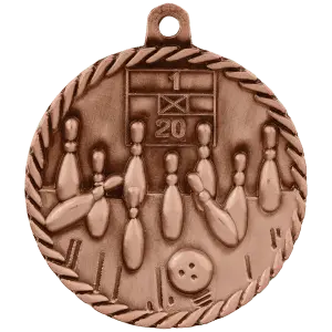 HR715B - 2" Antique Bronze Bowling High Relief Medal