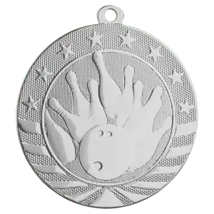 SB253S - 2 3/4" Bright Silver Bowling Starbrite Medal