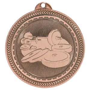 BL221B - 2" Antique Bronze Weightlifting Laserable BriteLazer Medal