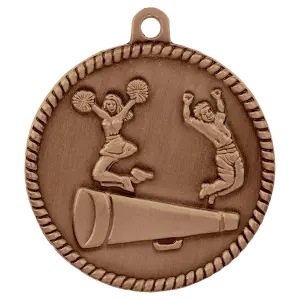 HR775B - 2" Antique Bronze Cheer High Relief Medal
