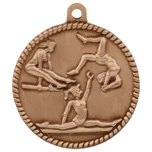 HR790B - 2" Antique Bronze Female Gymnastics High Relief Medal