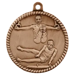 HR795B - 2" Antique Bronze Male Gymnastics High Relief Medal