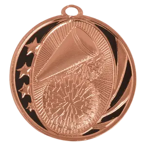 MS703B - 2" Bright Bronze Cheer Laserable MidNite Star Medal