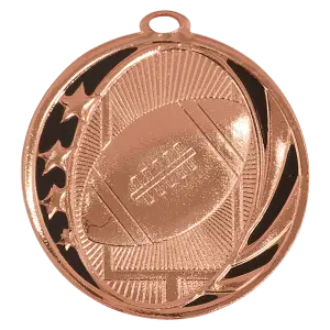 MS704B - 2" Bright Bronze Football Laserable MidNite Star Medal