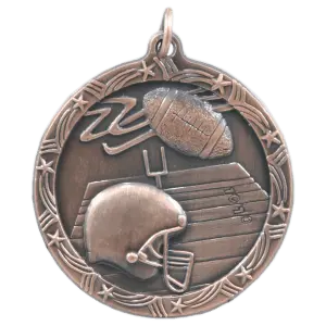 ST09B - 1 3/4" Antique Bronze Football Shooting Star Medal