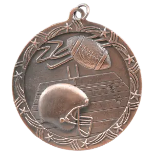 ST59B - 2 1/2" Antique Bronze Football Shooting Star Medal