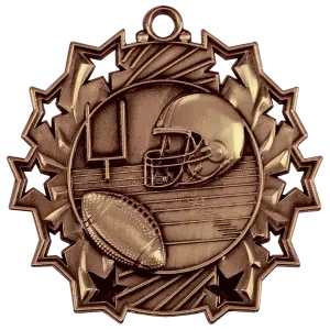 TS405B - 2 1/4" Antique Bronze Football Ten Star Medal