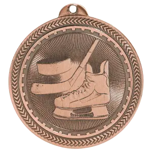 BL212B - 2" Antique Bronze Hockey Laserable BriteLazer Medal