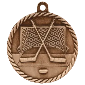 HR730B - 2" Antique Bronze Hockey High Relief Medal