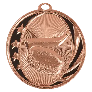 MS705B - 2" Bright Bronze Hockey Laserable MidNite Star Medal