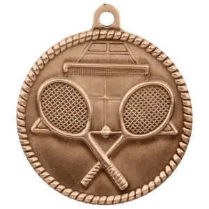 HR755B - 2" Antique Bronze Tennis High Relief Medal