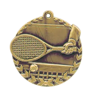 STM1218G - 1 3/4" Antique Gold Tennis Millennium Medal