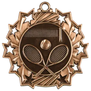 TS413B - 2 1/4" Antique Bronze Tennis Ten Star Medal