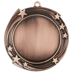 HR930B - 2 3/4" Antique Bronze Swirling Star 2" Insert Holder Medal